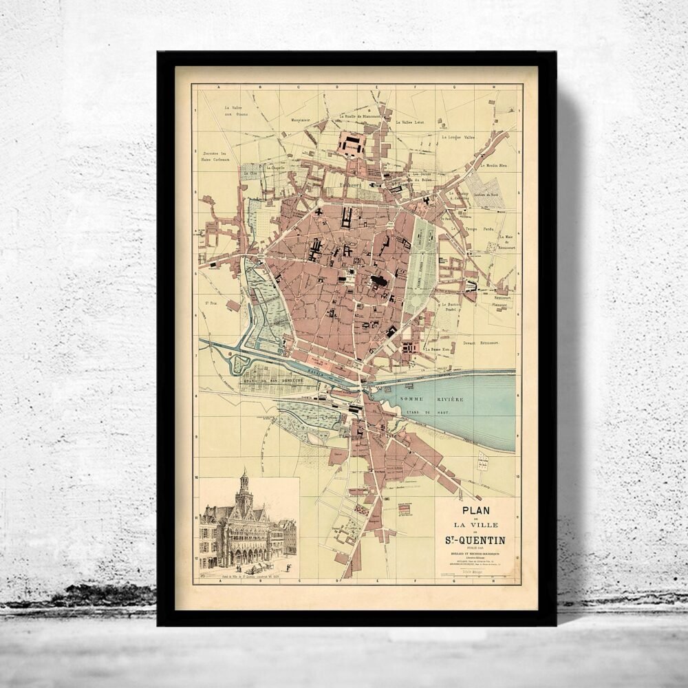 Old Map of Saint Quentin France 1871 Vintage Map | Vintage Poster Wall Art Print | Wall Map Print | Old Map Print | Map Gift