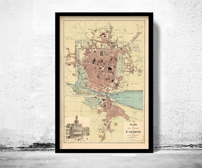 Old Map of Saint Quentin France 1871 Vintage Map | Vintage Poster Wall Art Print | Wall Map Print | Old Map Print | Map Gift