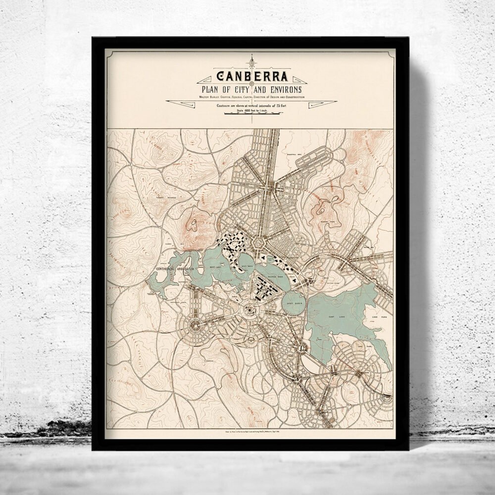 Old Map of Canberra City Australia 1918 Vintage Map | Vintage Poster Wall Art Print | Wall Map Print | Old Map Print | Map Gift