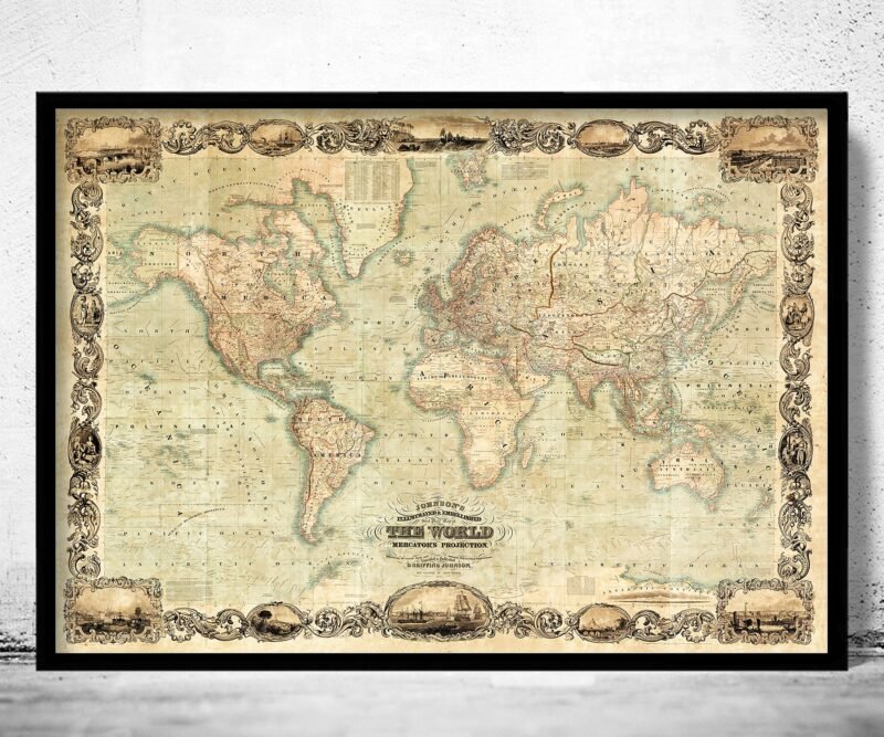 Old Map of the World 1787 Mercator Projection Antique World Map | World Map Gift World Map Print | Vintage World Map | World Map Wall Art