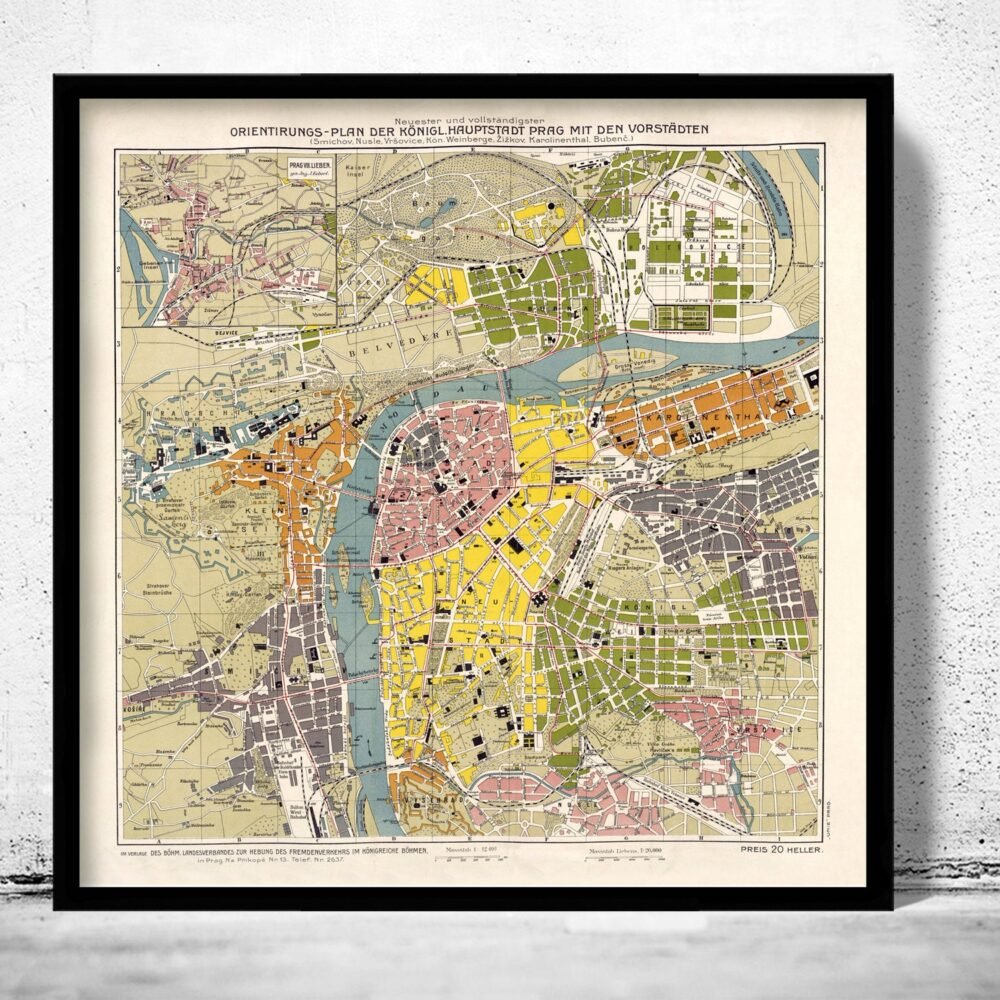 Old Map of Prague 1910 Czech Republic Vintage Map | Vintage Poster Wall Art Print | Wall Map Print | Old Map Print | Map Gift