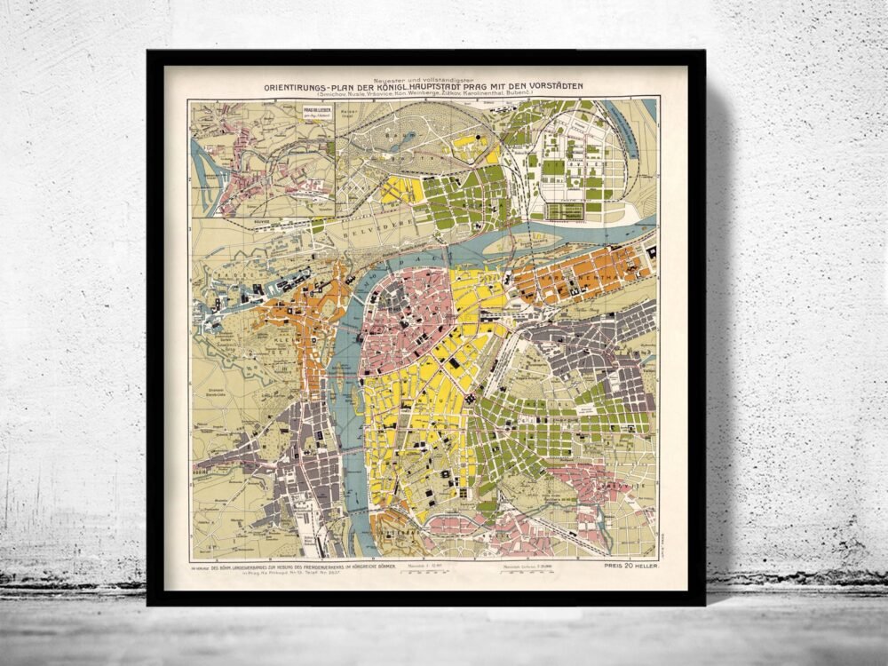 Old Map of Prague 1910 Czech Republic Vintage Map | Vintage Poster Wall Art Print | Wall Map Print | Old Map Print | Map Gift