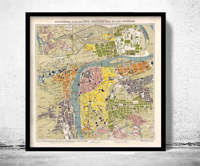 Old Map of Prague 1910 Czech Republic Vintage Map | Vintage Poster Wall Art Print | Wall Map Print | Old Map Print | Map Gift