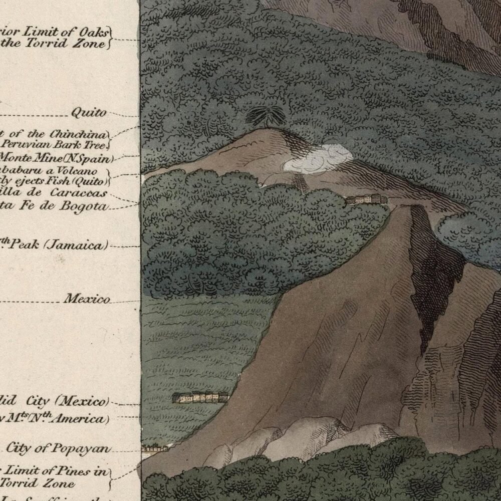 Old Comparative View of the Heights of the Principal Mountains in the World 1816 | World Map Gift World Map Print | Vintage World Map