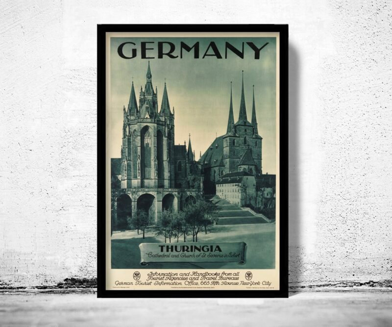 Vintage Poster of Germany Thuringia Travel Poster Tourism 1930-40 | Vintage Poster Wall Art Print | | Map Gift | Anniversary gift