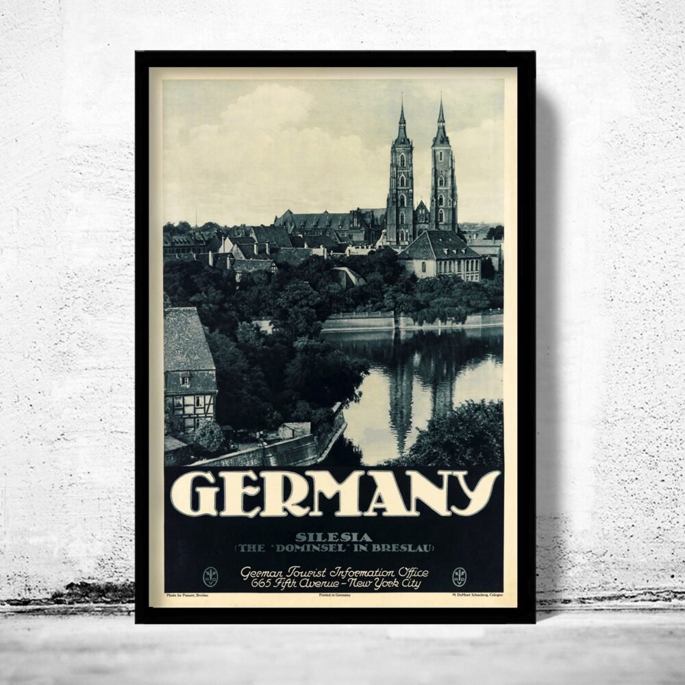 Vintage Poster of Germany Silesia Breslau, Travel Poster Tourism 1930-40 | Vintage Poster Wall Art Print | | Map Gift | Anniversary gift