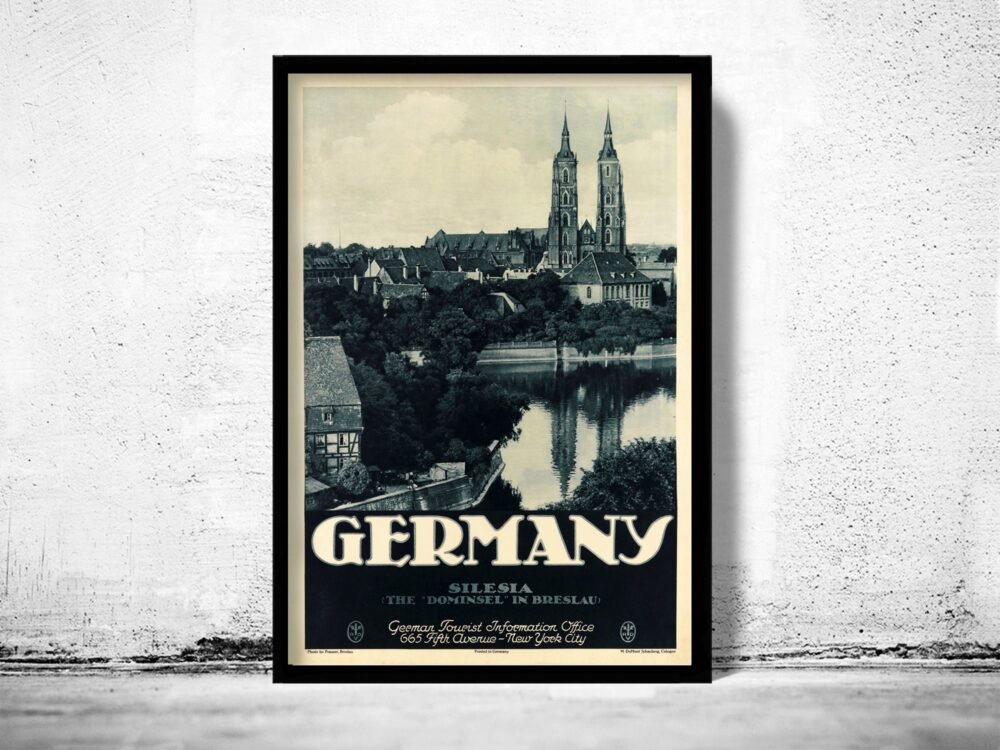 Vintage Poster of Germany Silesia Breslau, Travel Poster Tourism 1930-40 | Vintage Poster Wall Art Print | | Map Gift | Anniversary gift