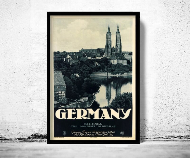 Vintage Poster of Germany Silesia Breslau, Travel Poster Tourism 1930-40 | Vintage Poster Wall Art Print | | Map Gift | Anniversary gift