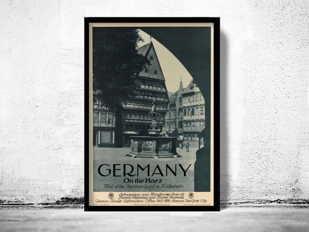 Vintage Poster of Germany, Travel Poster Tourism 1930-40 | Vintage Poster Wall Art Print | | Map Gift | Anniversary gift