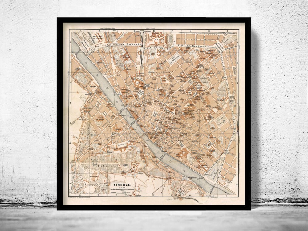 Old Map of Florence Firenze, City Plan Italia 1900 Vintage Map | Vintage Poster Wall Art Print | Wall Map Print | Old Map Print | Map Gift