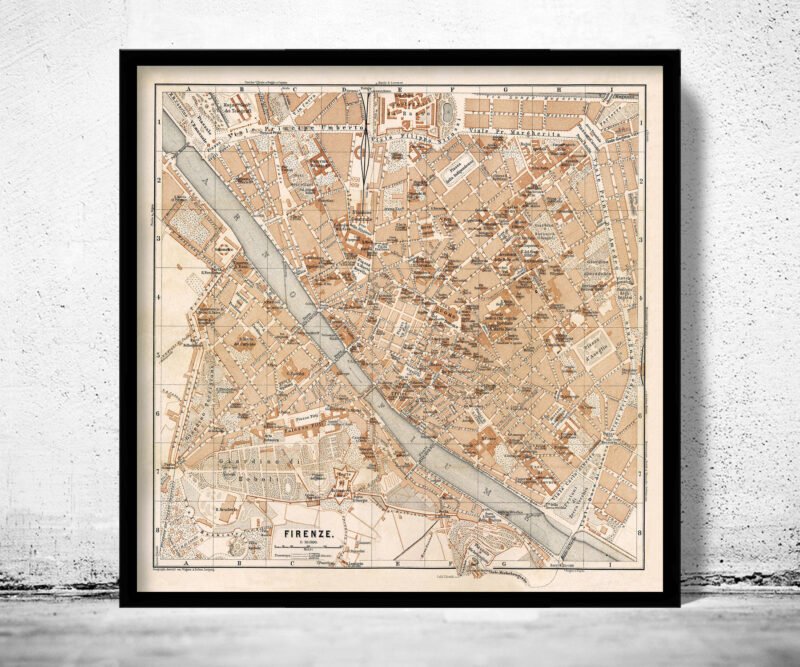 Old Map of Florence Firenze, City Plan Italia 1900 Vintage Map | Vintage Poster Wall Art Print | Wall Map Print | Old Map Print | Map Gift