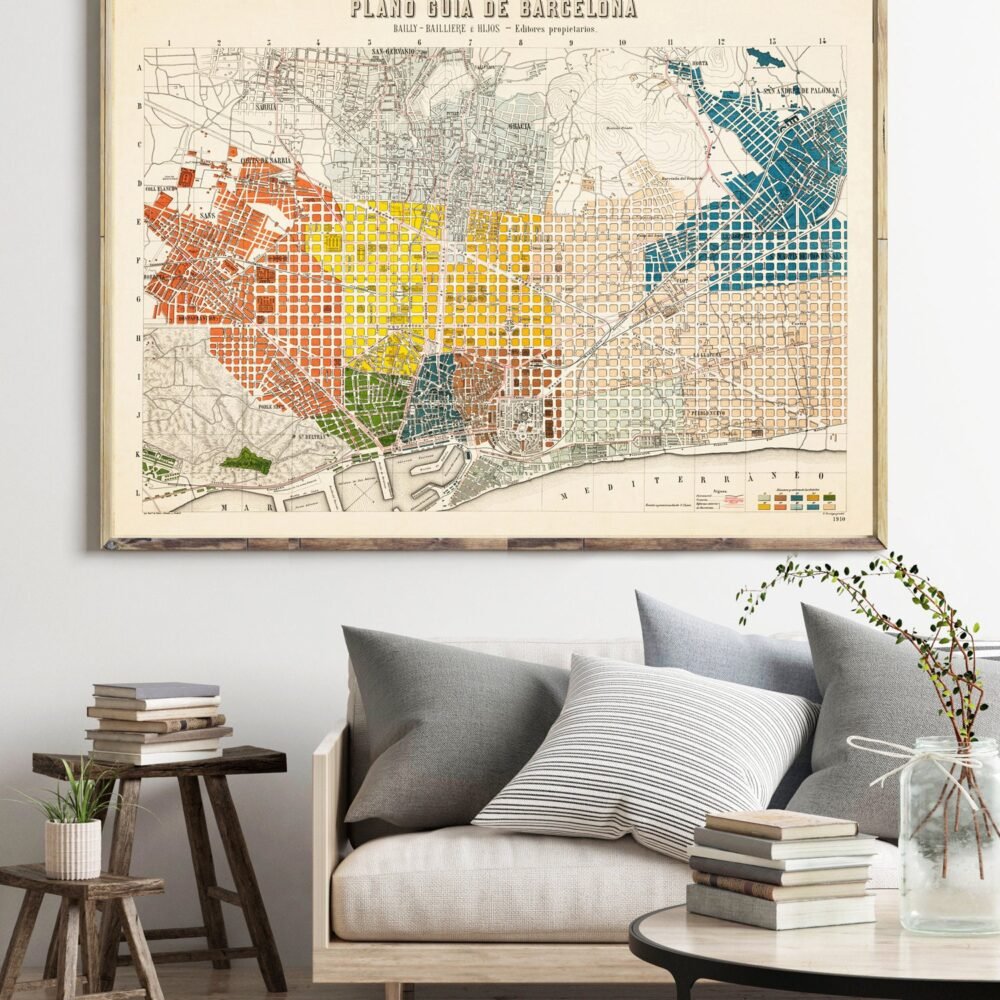 Old Map of Barcelona, Spain Cataluña 1910 Vintage map Barcelona | Vintage Poster Wall Art Print | Wall Map Print | Old Map Print | Map Gift