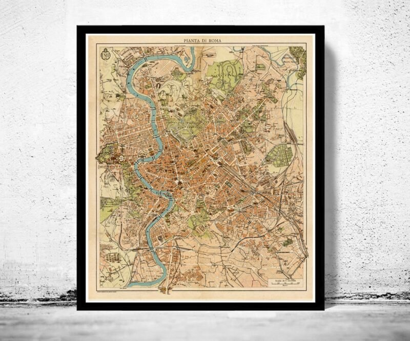 Vintage Map of Rome Roma Italy 1930 Old Map of Rome | Vintage Poster Wall Art Print | Wall Map Print | Old Map Print | Map Gift