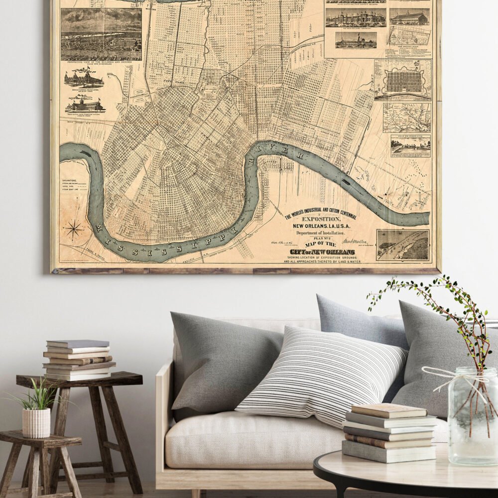 Old Map of New Orleans 1884 Vintage Map | Vintage Poster Wall Art Print | Wall Map Print | Old Map Print | Map Gift | Anniversary gift