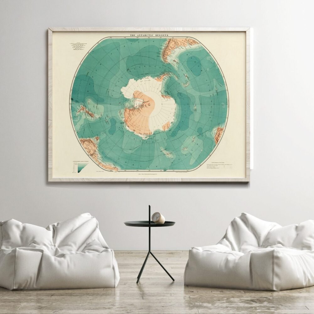 Old Map of Antarctica 1923 Vintage Map of Antarctica | World Map Gift World Map Print | Vintage World Map | World Map Wall Art | Map Gift