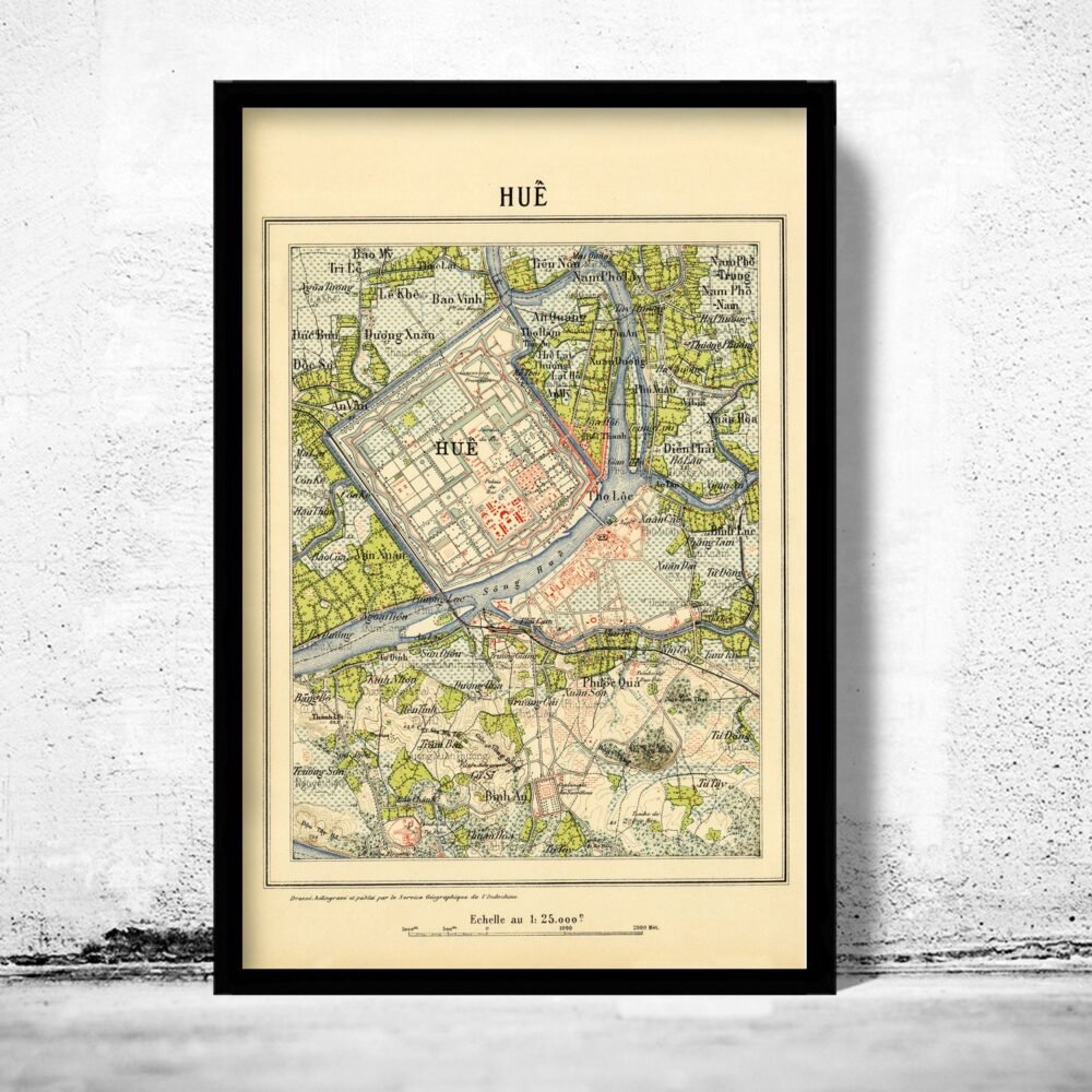 Old Map of Hue Vietnam 1910 Vintage Map | Vintage Poster Wall Art Print | Wall Map Print | Old Map Print | Map Gift | Anniversary gift