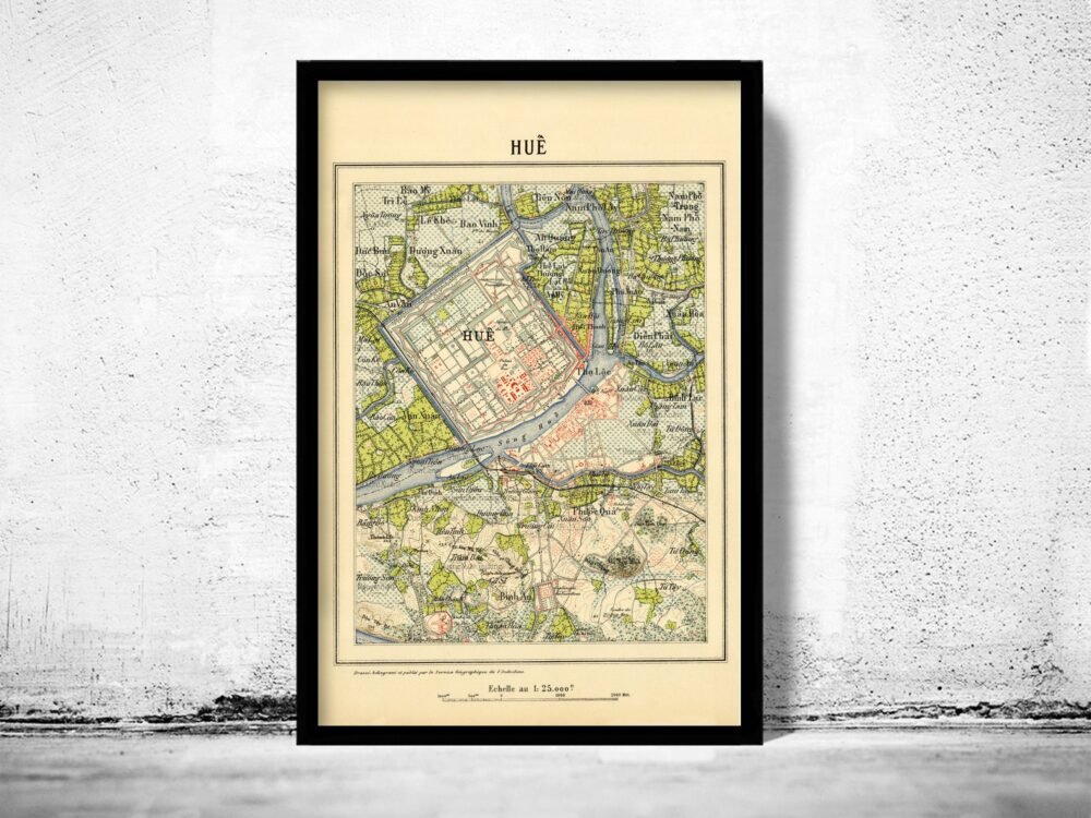 Old Map of Hue Vietnam 1910 Vintage Map | Vintage Poster Wall Art Print | Wall Map Print | Old Map Print | Map Gift | Anniversary gift