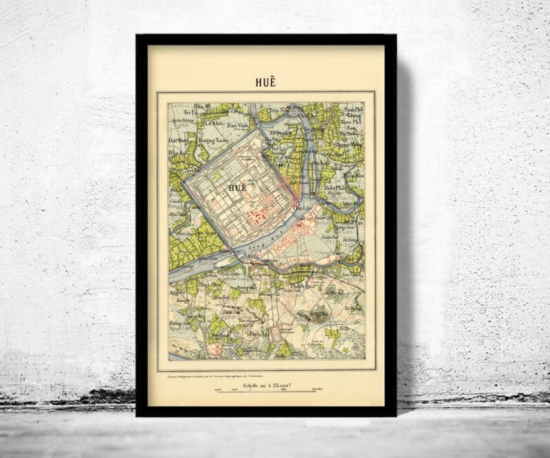 Old Map of Hue Vietnam 1910 Vintage Map | Vintage Poster Wall Art Print | Wall Map Print | Old Map Print | Map Gift | Anniversary gift