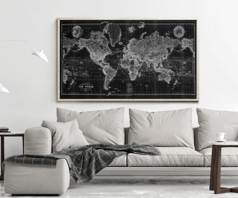 OLD WORLD MAP - Black and Sepia - world map poster print | World Map Gift World Map Print | world map black and white | World Map Wall Art