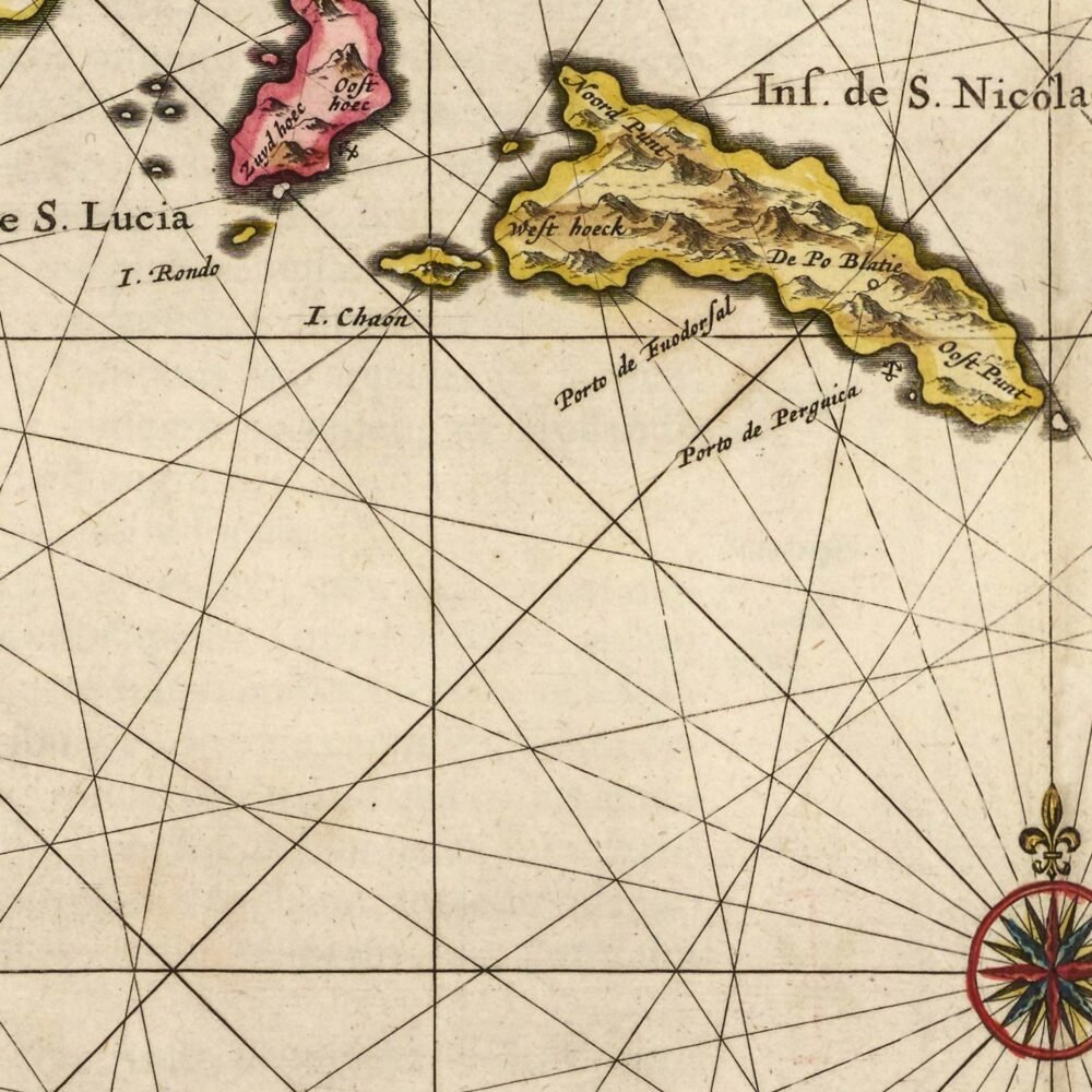 Old Map of Cape Verde Islands Cabo Verde 1666 Mapa de Cabo Verde | Vintage Poster Wall Art Print | Wall Map Print | Old Map Print