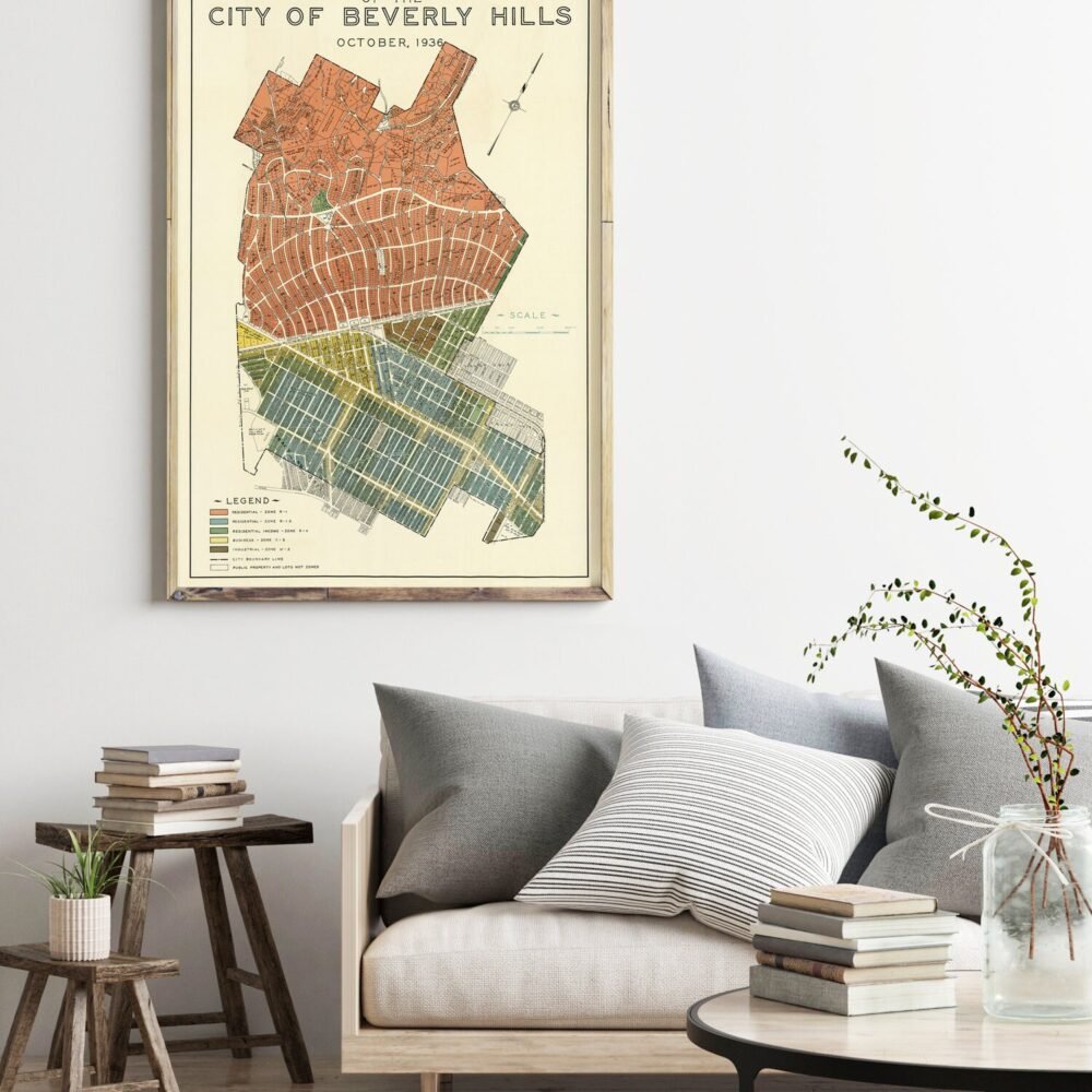 Old Map of Beverly Hills California 1936 Vintage Map | Vintage Poster Wall Art Print | Wall Map Print | Old Map Print | Map Gift