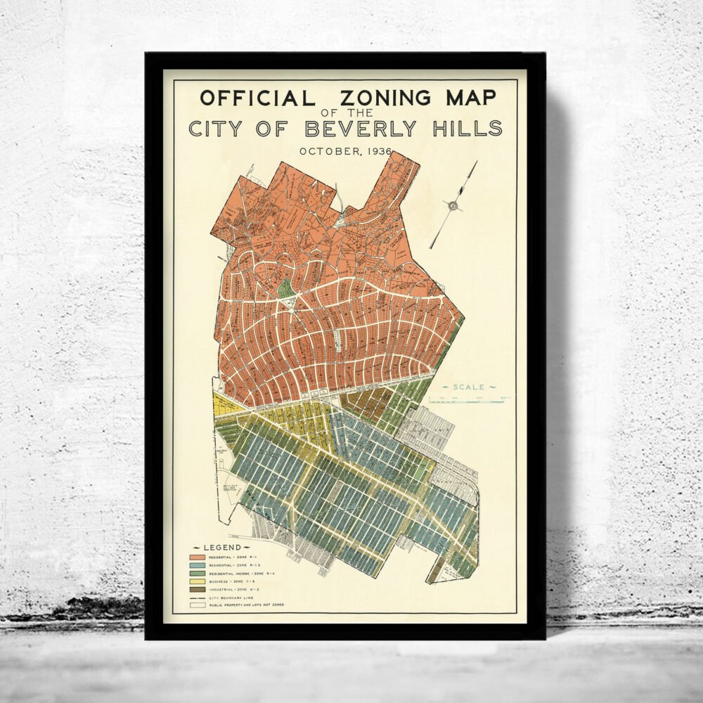 Old Map of Beverly Hills California 1936 Vintage Map | Vintage Poster Wall Art Print | Wall Map Print | Old Map Print | Map Gift
