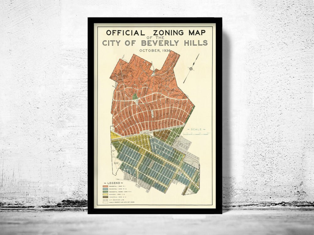 Old Map of Beverly Hills California 1936 Vintage Map | Vintage Poster Wall Art Print | Wall Map Print | Old Map Print | Map Gift