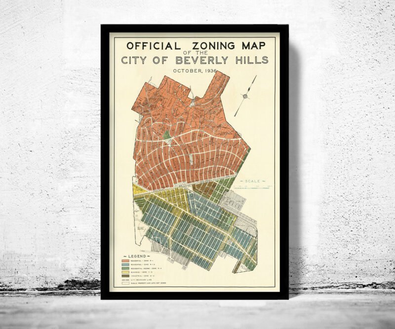 Old Map of Beverly Hills California 1936 Vintage Map | Vintage Poster Wall Art Print | Wall Map Print | Old Map Print | Map Gift