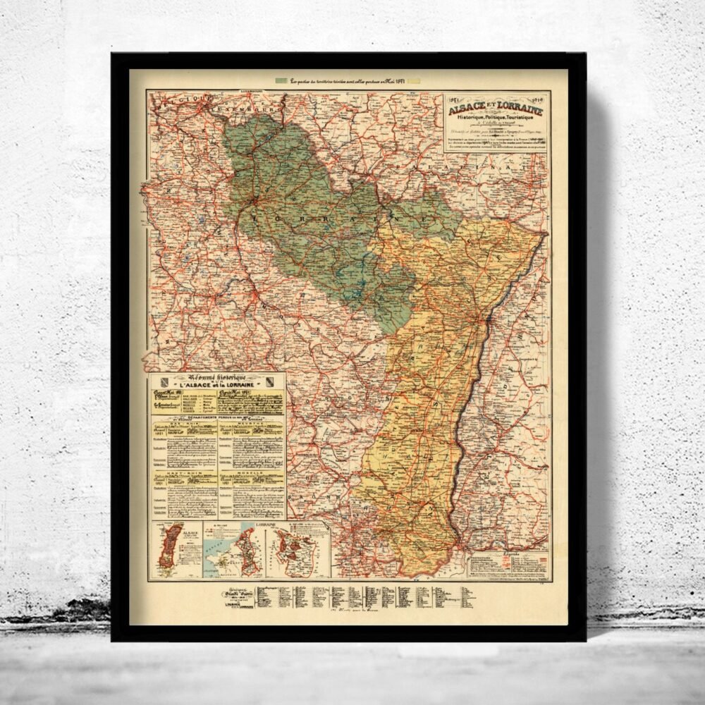 Old Map of Alsace-Lorraine Alsace-Moselle 1919 Vintage Map | Vintage Poster Wall Art Print | Wall Map Print | Old Map Print | Map Gift