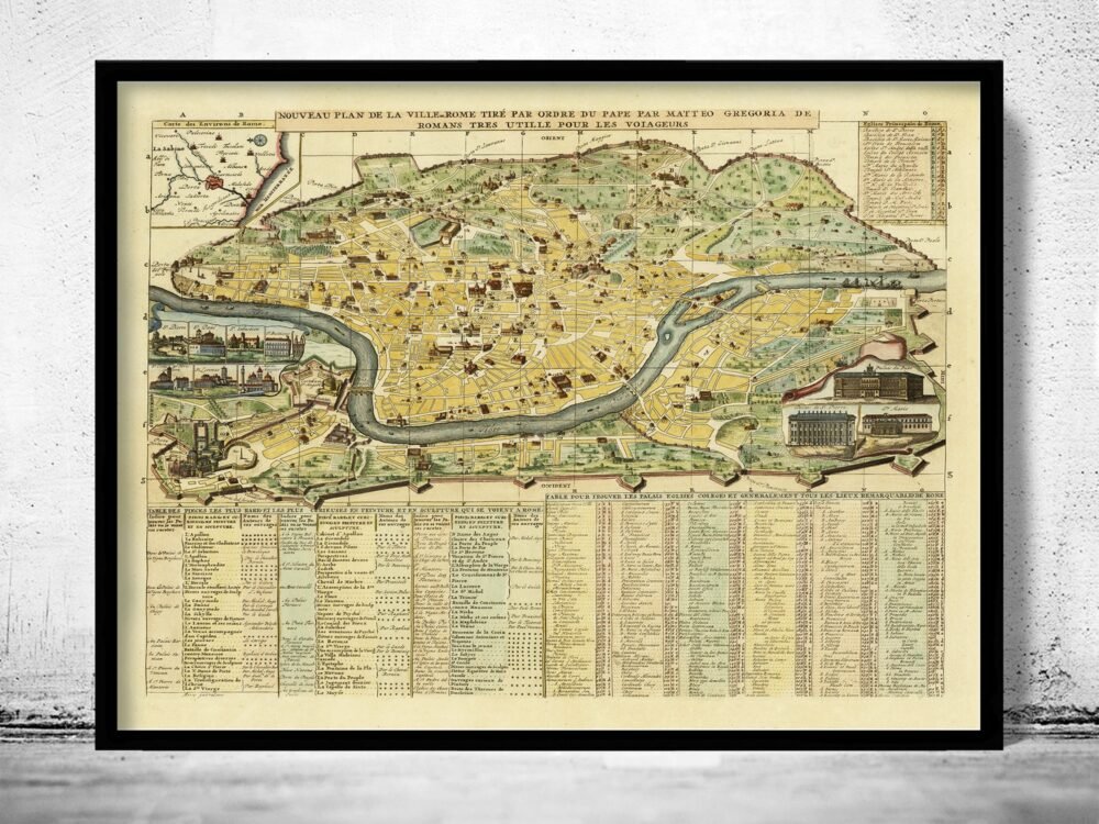 Old Map of Rome Italy 1719 Vintage Map of Rome | Vintage Poster Wall Art Print | Wall Map Print | Old Map Print | Map Gift