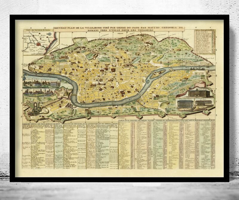 Old Map of Rome Italy 1719 Vintage Map of Rome | Vintage Poster Wall Art Print | Wall Map Print | Old Map Print | Map Gift