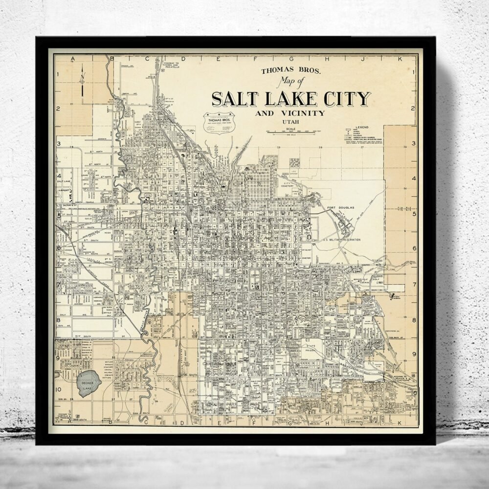 Old Map of Salt Lake City Utah 1935 Vintage Map | Vintage Poster Wall Art Print | Wall Map Print | Old Map Print | Map Gift