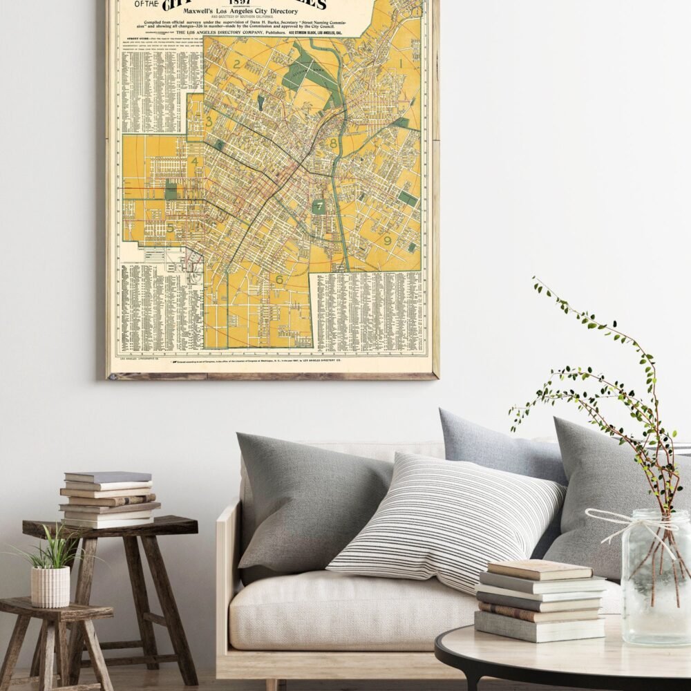 Old Map of Los Angeles 1897 Vintage Map od Los Angeles City | Vintage Poster Wall Art Print | Wall Map Print | Old Map Print | Map Gift