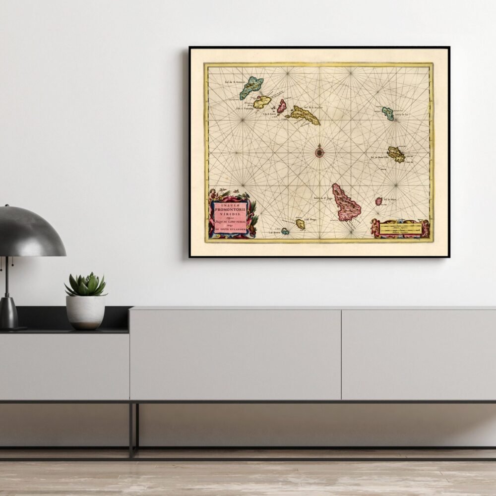 Old Map of Cape Verde Islands Cabo Verde 1666 Mapa de Cabo Verde | Vintage Poster Wall Art Print | Wall Map Print | Old Map Print