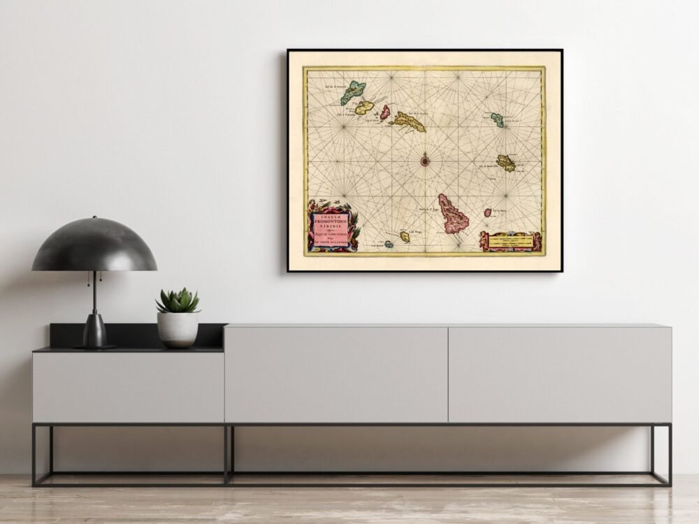 Old Map of Cape Verde Islands Cabo Verde 1666 Mapa de Cabo Verde | Vintage Poster Wall Art Print | Wall Map Print | Old Map Print