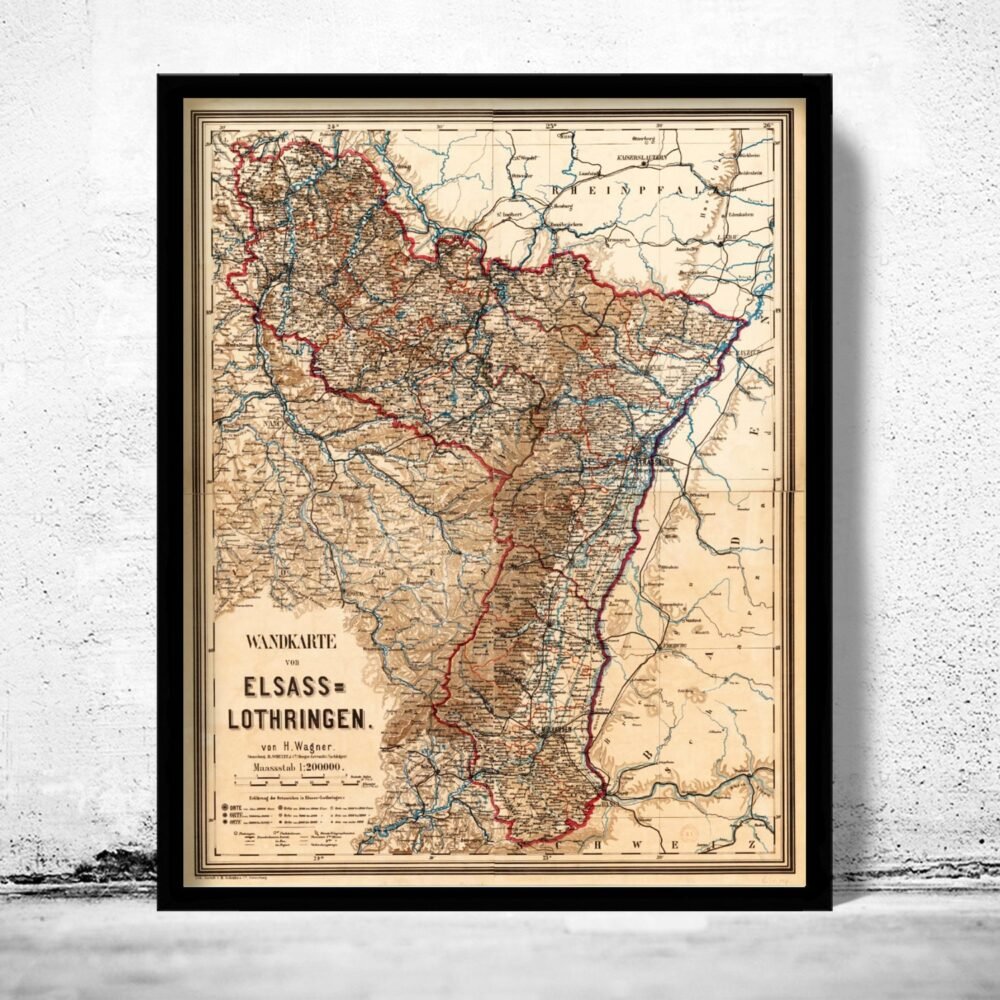 Old Map of Alsace-Lorraine Alsace-Moselle 1885 | Vintage Poster Wall Art Print | Wall Map Print | Old Map Print | Map Gift