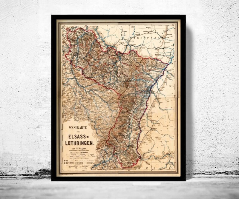 Old Map of Alsace-Lorraine Alsace-Moselle 1885 | Vintage Poster Wall Art Print | Wall Map Print | Old Map Print | Map Gift