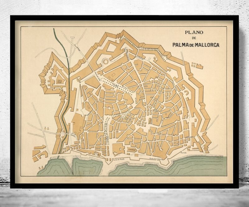 Old Map of Palma de Mallorca Maiorca Majorca 1905 Vintage Map | Vintage Poster Wall Art Print | Wall Map Print | Old Map Print | Map Gift