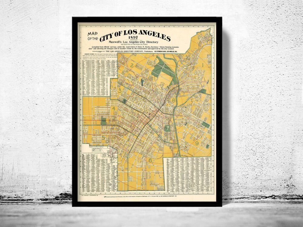 Old Map of Los Angeles 1897 Vintage Map od Los Angeles City | Vintage Poster Wall Art Print | Wall Map Print | Old Map Print | Map Gift