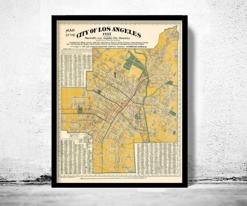 Old Map of Los Angeles 1897 Vintage Map od Los Angeles City | Vintage Poster Wall Art Print | Wall Map Print | Old Map Print | Map Gift