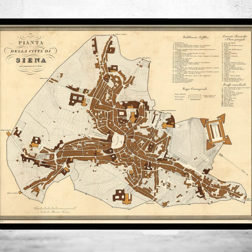 Old Map of Siena Italy 1840 Siena Italia Vintage Map | Vintage Poster Wall Art Print | Wall Map Print | Old Map Print | Map Gift