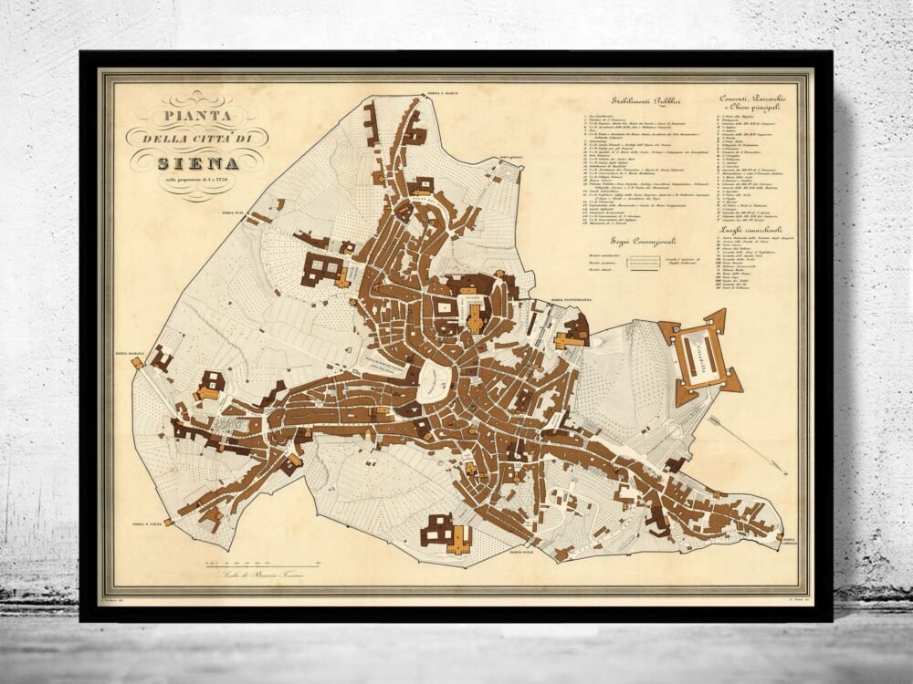 Old Map of Siena Italy 1840 Siena Italia Vintage Map | Vintage Poster Wall Art Print | Wall Map Print | Old Map Print | Map Gift