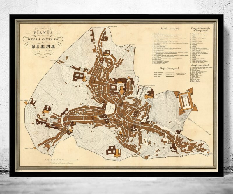 Old Map of Siena Italy 1840 Siena Italia Vintage Map | Vintage Poster Wall Art Print | Wall Map Print | Old Map Print | Map Gift