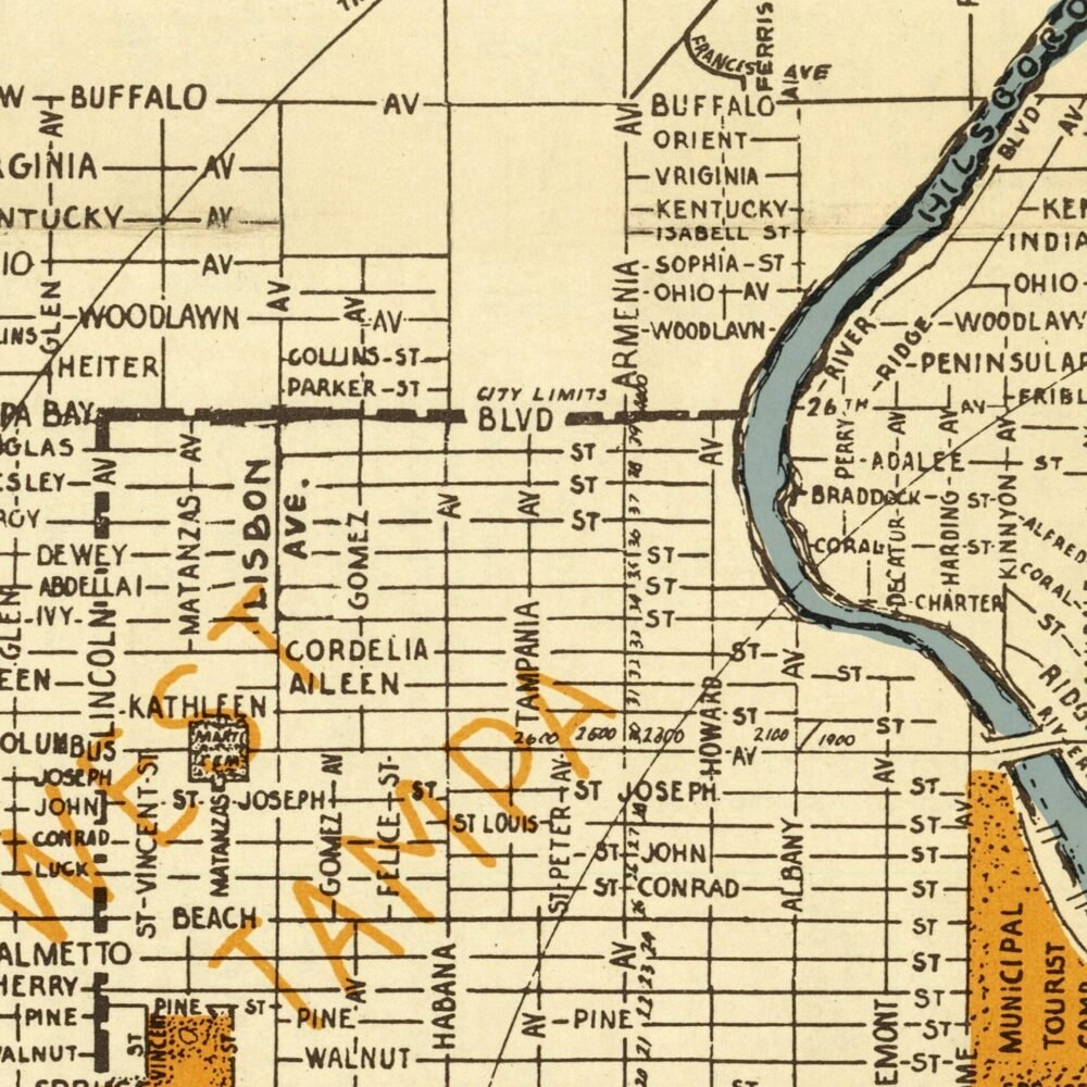 Old Map of Tampa Florida 1947 Vintage Map of Tampa City Florida| Vintage Poster Wall Art Print | Wall Map Print | Old Map Print | Map Gift