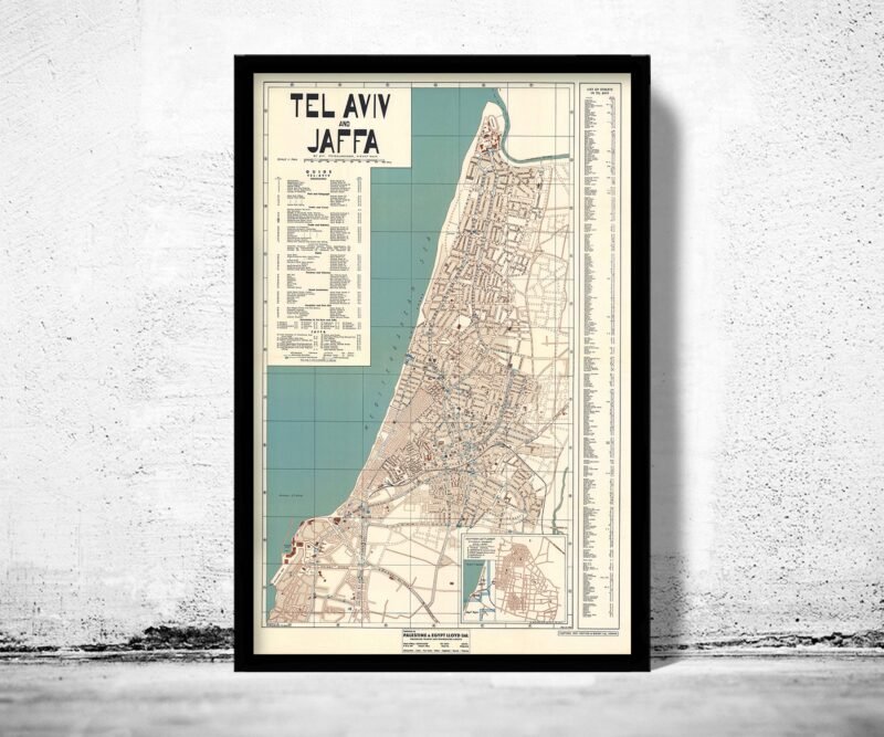 Old Map of Tel Aviv Jaffa Israel 1936 Vintage Map | Vintage Poster Wall Art Print | Wall Map Print | Old Map Print | Map Gift