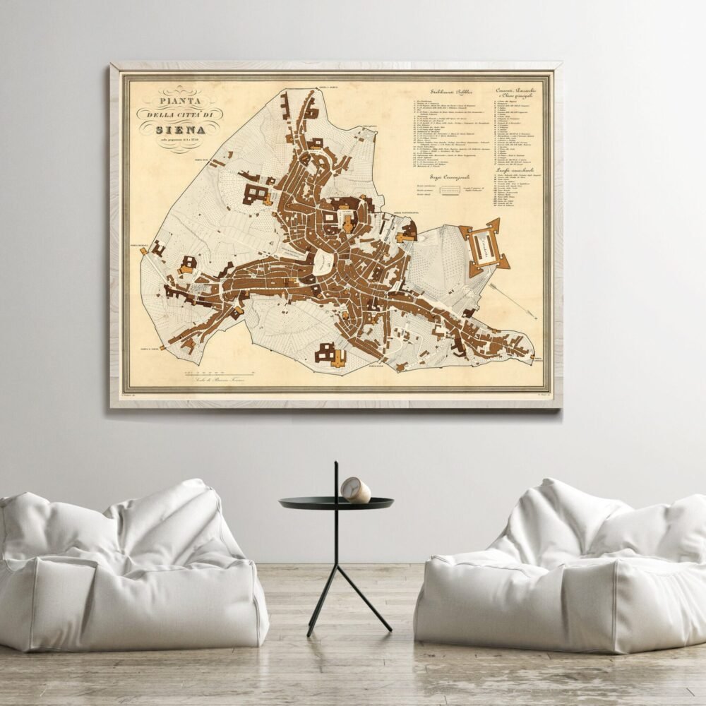 Old Map of Siena Italy 1840 Siena Italia Vintage Map | Vintage Poster Wall Art Print | Wall Map Print | Old Map Print | Map Gift