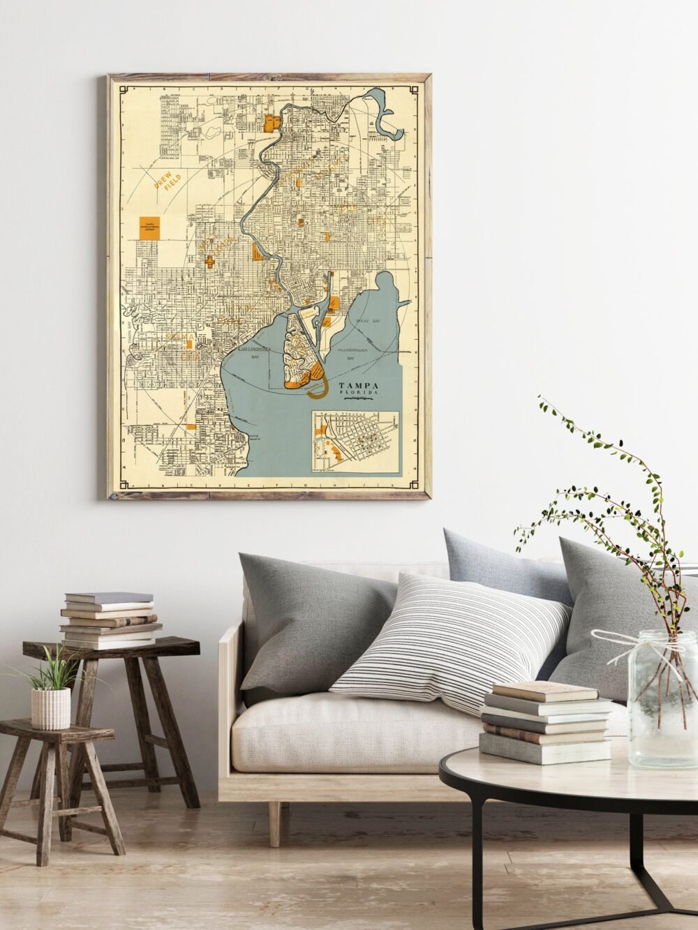 Old Map of Tampa Florida 1947 Vintage Map of Tampa City Florida| Vintage Poster Wall Art Print | Wall Map Print | Old Map Print | Map Gift