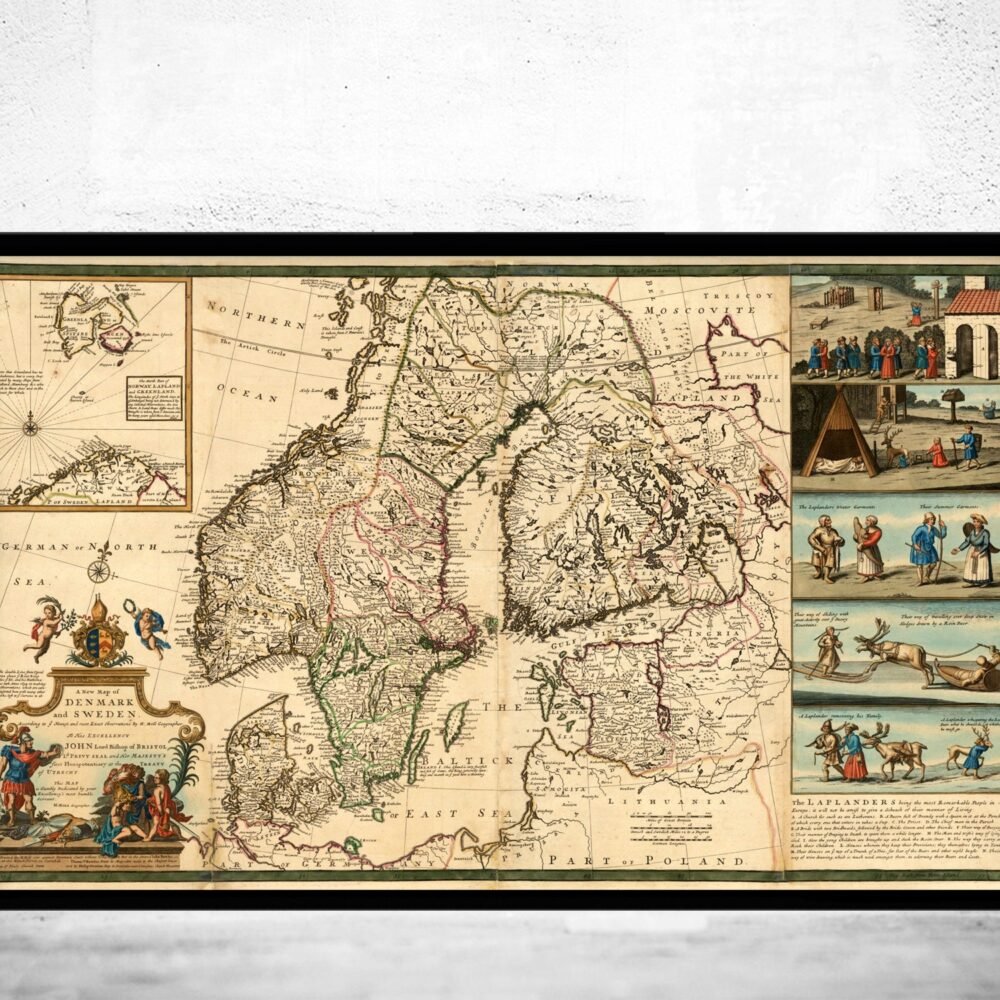 Old Map of Sweden and Denmark 1720 Vintage Map | Vintage Poster Wall Art Print | Wall Map Print | Old Map Print | Map Gift