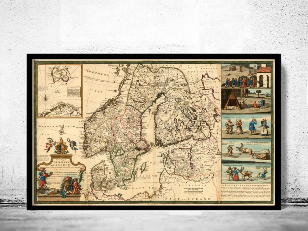 Old Map of Sweden and Denmark 1720 Vintage Map | Vintage Poster Wall Art Print | Wall Map Print | Old Map Print | Map Gift