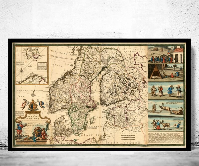 Old Map of Sweden and Denmark 1720 Vintage Map | Vintage Poster Wall Art Print | Wall Map Print | Old Map Print | Map Gift